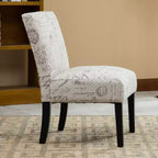 Sedia senza braccioli color tortora con stampa a caratteri francesi, seduta singola