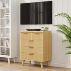 Cassettiera a 5 cassetti con frontale ondulato naturale, stile boho moderno, per utente singolo