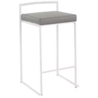 Set di 2 sgabelli da bancone imbottiti bianchi/grigi, senza braccioli, schienale medio, impilabili, posti a sedere per 2