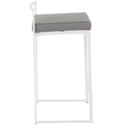 Set di 2 sgabelli da bancone imbottiti bianchi/grigi, senza braccioli, schienale medio, impilabili, posti a sedere per 2