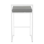 Set di 2 sgabelli da bancone imbottiti bianchi/grigi, senza braccioli, schienale medio, impilabili, posti a sedere per 2