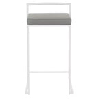 Set di 2 sgabelli da bancone imbottiti bianchi/grigi, senza braccioli, schienale medio, impilabili, posti a sedere per 2