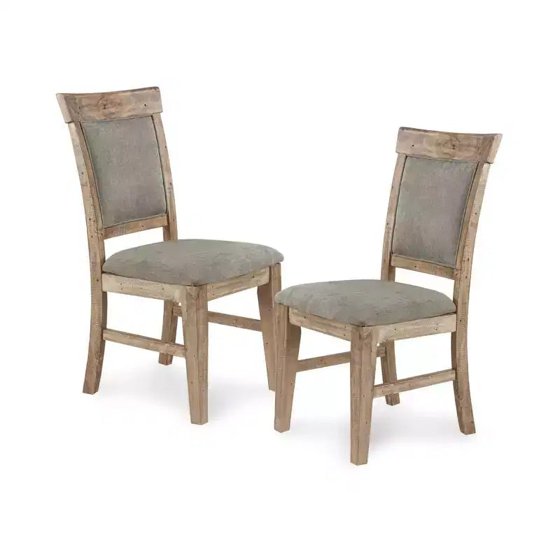 Sedia da pranzo grigia, senza braccioli, con schienale alto, rivestita in tessuto, set da 2