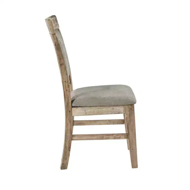 Sedia da pranzo grigia, senza braccioli, con schienale alto, rivestita in tessuto, set da 2
