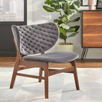 Lifestorey Sense Mid Century Modern Velvet Uplostery Lounge Chair Gray: Velvet Upholstery, Mid-century Design, Rubberwood Legs