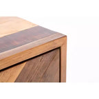 Comodino con 3 cassetti in rovere naturale, motivo Chevron, singolo