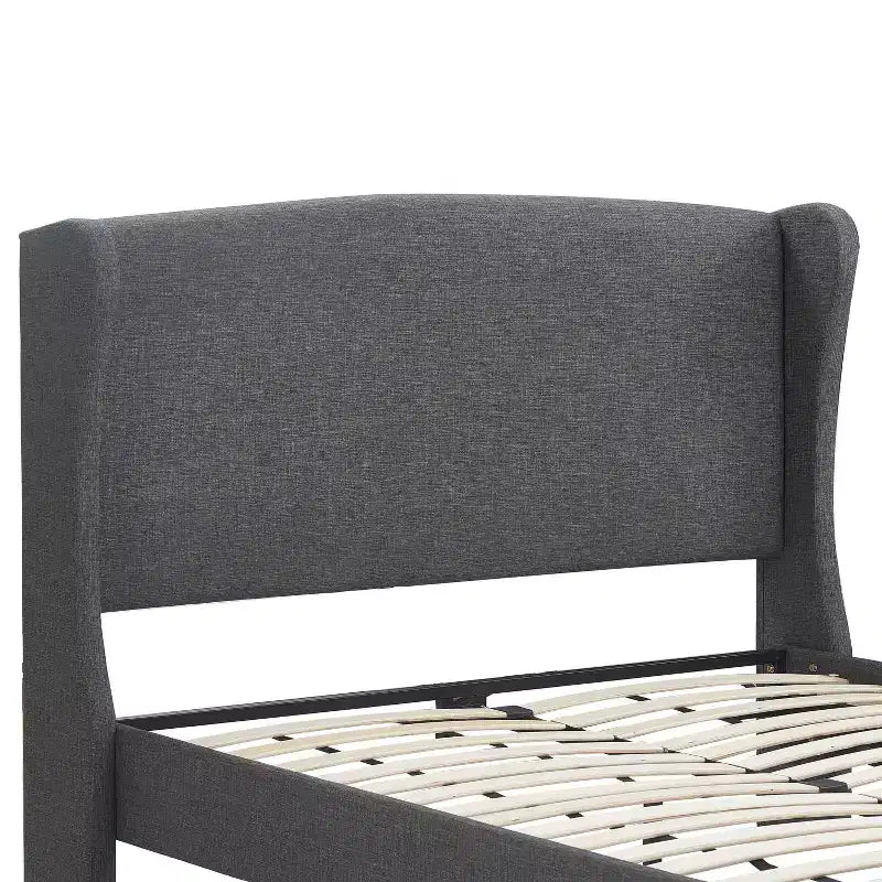 Struttura letto imbottita con testiera ad ali, grigia – Per 1–2 persone, Queen/King