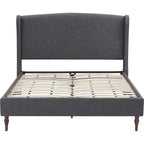 Struttura letto imbottita con testiera ad ali, grigia – Per 1–2 persone, Queen/King