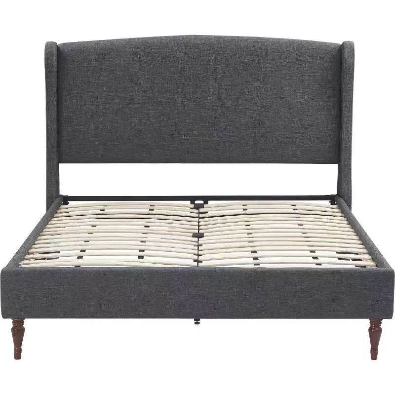 Struttura letto imbottita con testiera ad ali, grigia – Per 1–2 persone, Queen/King