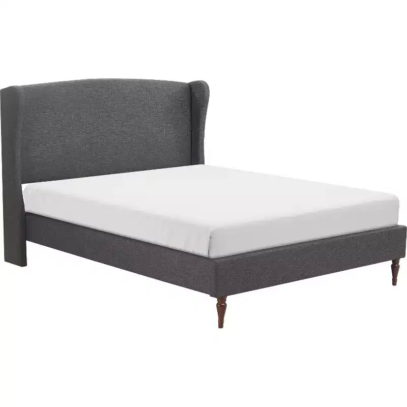 Struttura letto imbottita con testiera ad ali, grigia – Per 1–2 persone, Queen/King