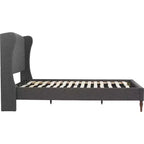 Struttura letto imbottita con testiera ad ali, grigia – Per 1–2 persone, Queen/King