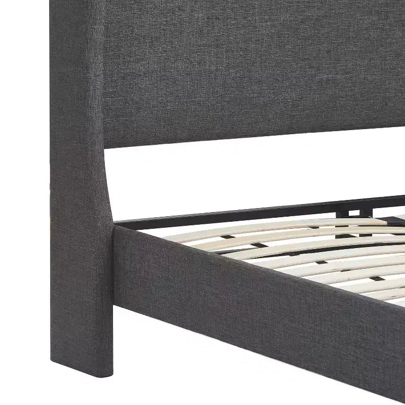 Struttura letto imbottita con testiera ad ali, grigia – Per 1–2 persone, Queen/King