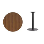 Piano tavolo rotondo laminato da 30" con base rotonda da 18" – Nero/Mogano/Naturale/Noce, 3 posti a sedere