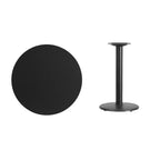 Piano tavolo rotondo laminato da 30" con base rotonda da 18" – Nero/Mogano/Naturale/Noce, 3 posti a sedere