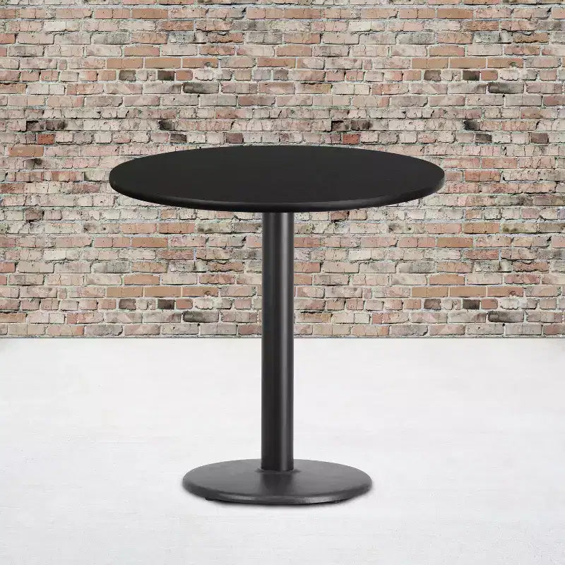 Piano tavolo rotondo laminato da 30" con base rotonda da 18" – Nero/Mogano/Naturale/Noce, 3 posti a sedere