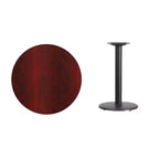 Piano tavolo rotondo laminato da 30" con base rotonda da 18" – Nero/Mogano/Naturale/Noce, 3 posti a sedere