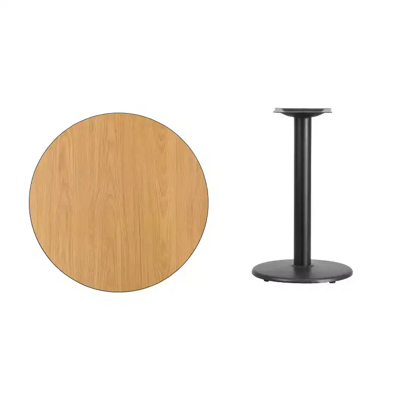 Piano tavolo rotondo laminato da 30" con base rotonda da 18" – Nero/Mogano/Naturale/Noce, 3 posti a sedere