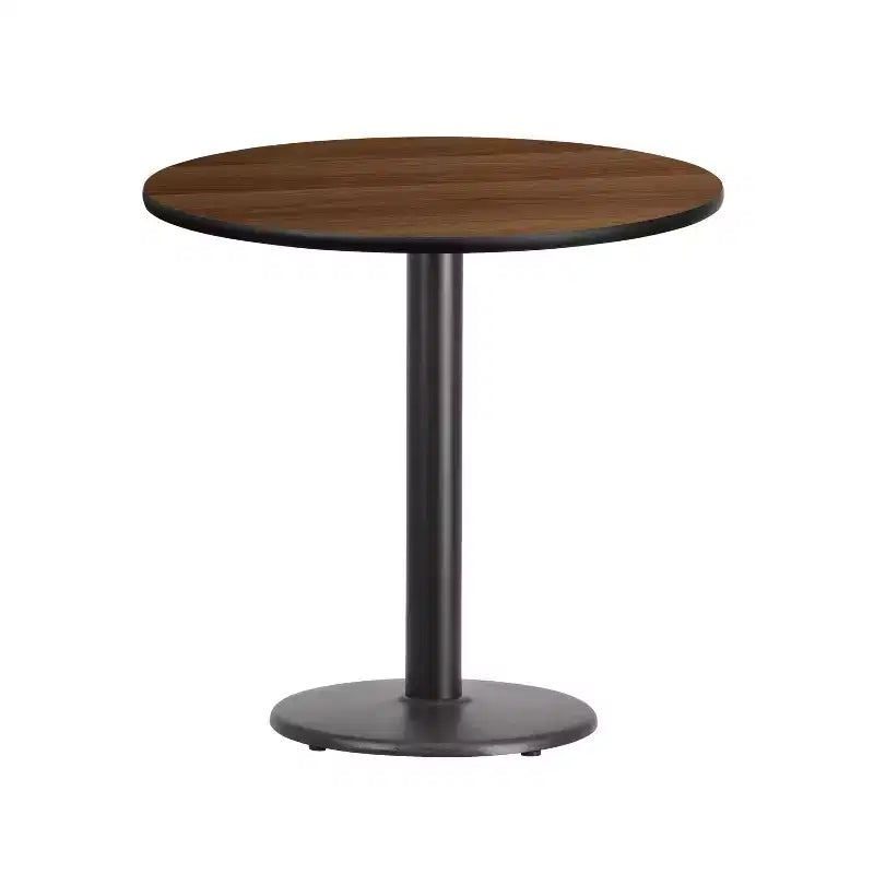 Piano tavolo rotondo laminato da 30" con base rotonda da 18" – Nero/Mogano/Naturale/Noce, 3 posti a sedere