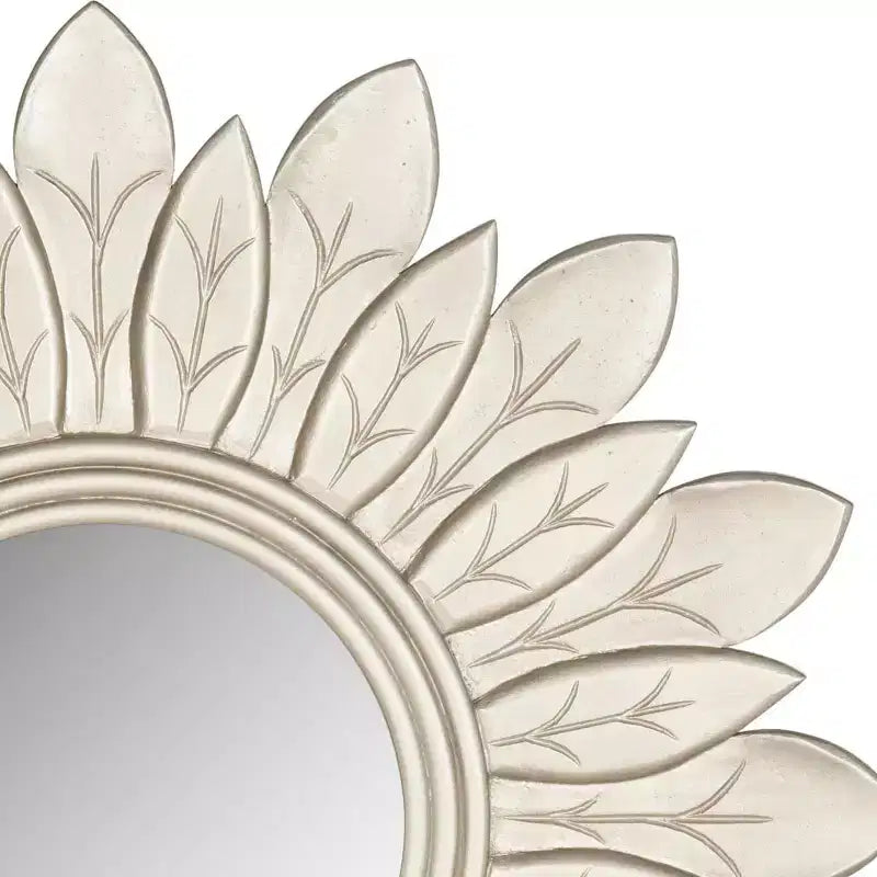 Specchio da parete a raggiera, Bianco antico/Peltro, Singolo, 30,5 cm × 30,5 cm