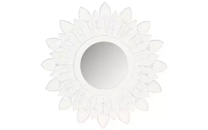 Specchio da parete a raggiera, Bianco antico/Peltro, Singolo, 30,5 cm × 30,5 cm