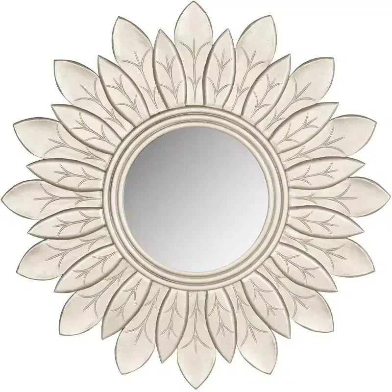 Specchio da parete a raggiera, Bianco antico/Peltro, Singolo, 30,5 cm × 30,5 cm
