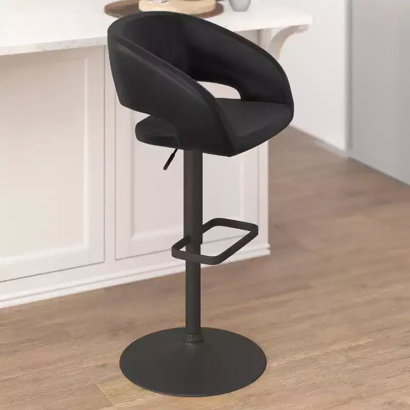 Sgabello da bar girevole regolabile in altezza, schienale medio imbottito, colori assortiti, per 1 persona