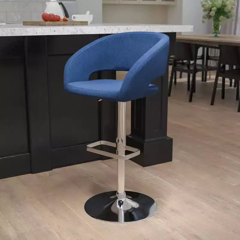 Sgabello da bar girevole regolabile in altezza, schienale medio imbottito, colori assortiti, per 1 persona