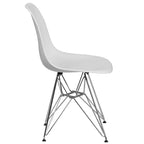 Poltroncina accentata modellata grigio muschio / bianca con base cromata, 1 posto