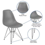 Poltroncina accentata modellata grigio muschio / bianca con base cromata, 1 posto