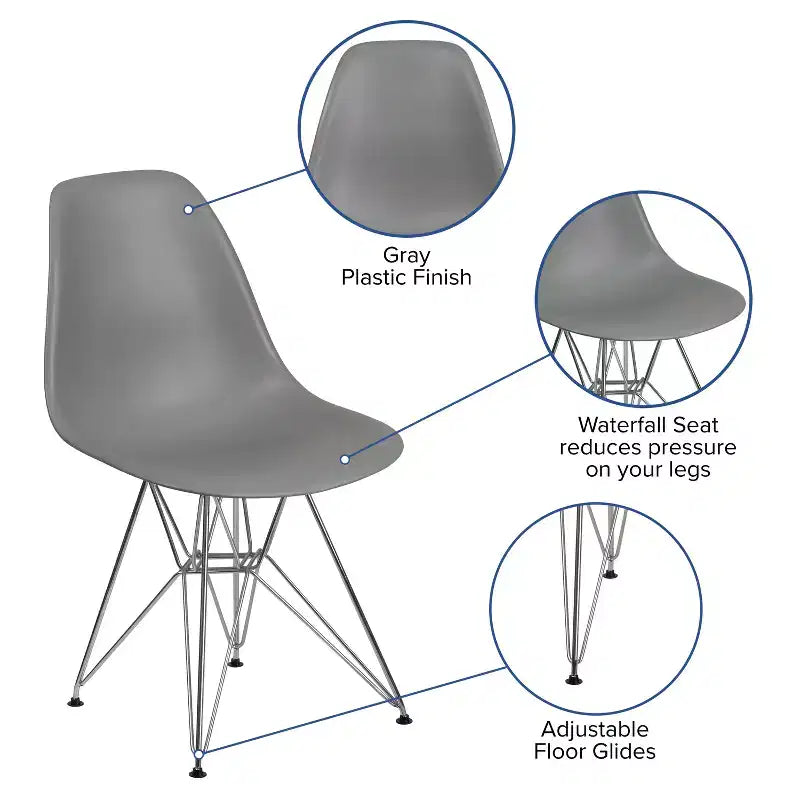 Poltroncina accentata modellata grigio muschio / bianca con base cromata, 1 posto