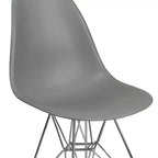 Poltroncina accentata modellata grigio muschio / bianca con base cromata, 1 posto