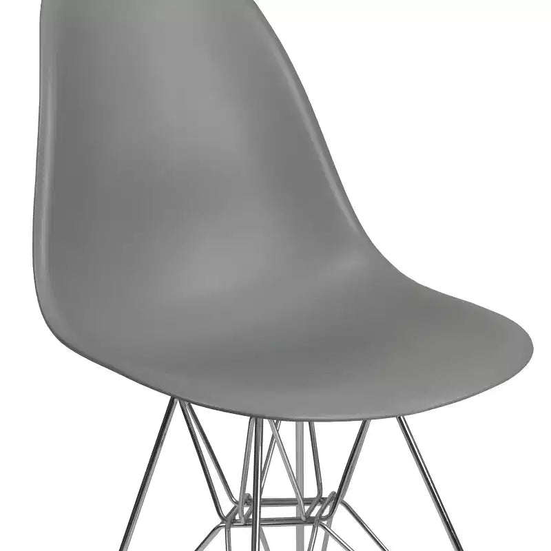 Poltroncina accentata modellata grigio muschio / bianca con base cromata, 1 posto