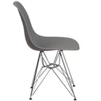 Poltroncina accentata modellata grigio muschio / bianca con base cromata, 1 posto