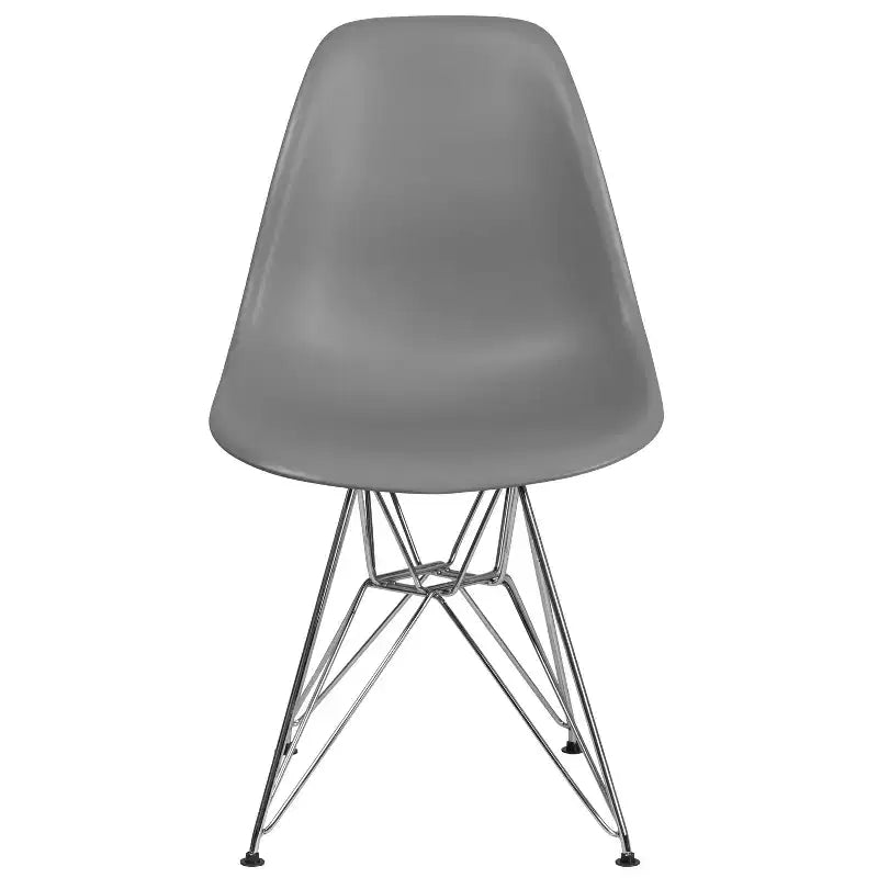 Poltroncina accentata modellata grigio muschio / bianca con base cromata, 1 posto