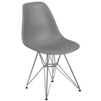 Poltroncina accentata modellata grigio muschio / bianca con base cromata, 1 posto
