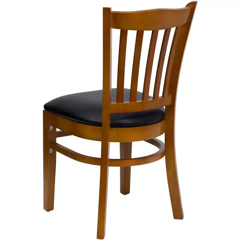 Sedia da pranzo con schienale a doghe verticali – Seduta Nera/Bordeaux/Legno e Struttura in Legno, Posti a sedere: 1