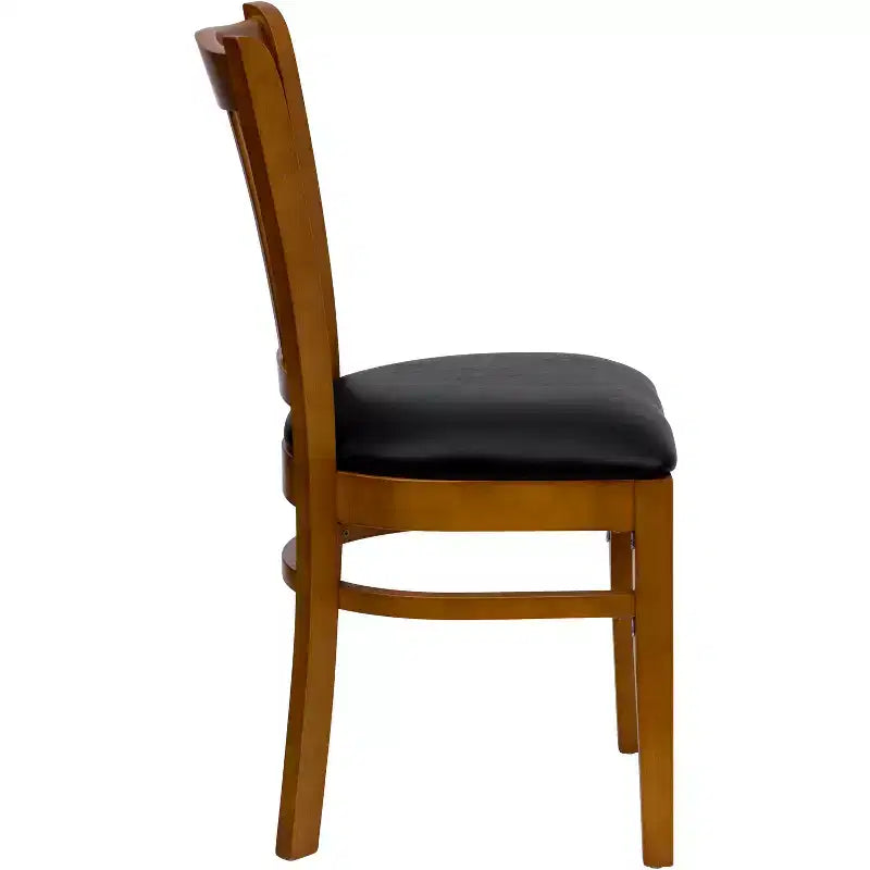Sedia da pranzo con schienale a doghe verticali – Seduta Nera/Bordeaux/Legno e Struttura in Legno, Posti a sedere: 1