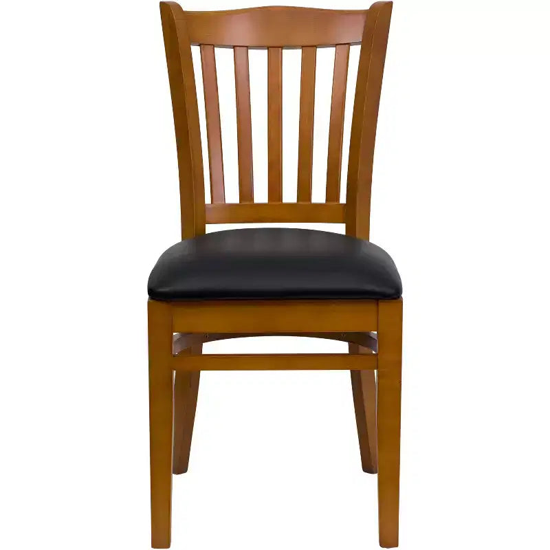 Sedia da pranzo con schienale a doghe verticali – Seduta Nera/Bordeaux/Legno e Struttura in Legno, Posti a sedere: 1