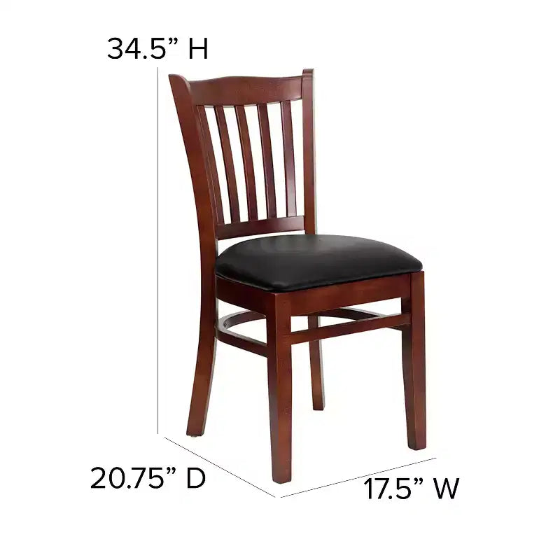 Sedia da pranzo con schienale a doghe verticali – Seduta Nera/Bordeaux/Legno e Struttura in Legno, Posti a sedere: 1
