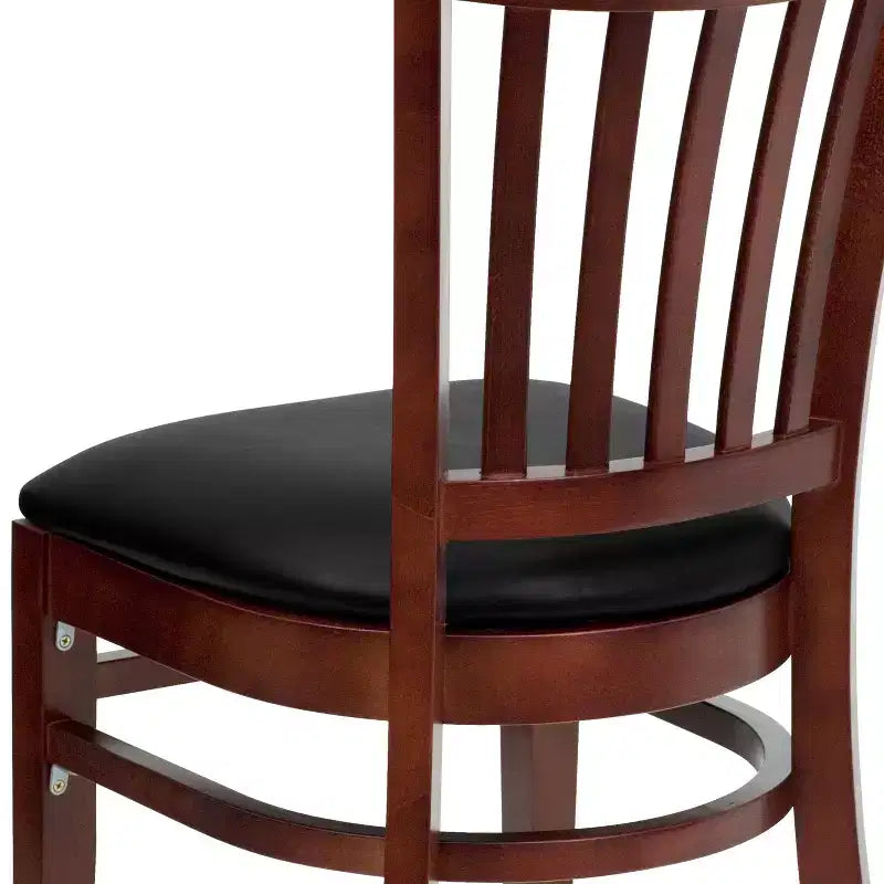 Sedia da pranzo con schienale a doghe verticali – Seduta Nera/Bordeaux/Legno e Struttura in Legno, Posti a sedere: 1