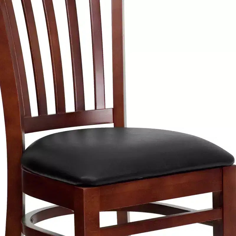 Sedia da pranzo con schienale a doghe verticali – Seduta Nera/Bordeaux/Legno e Struttura in Legno, Posti a sedere: 1