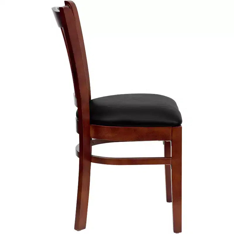 Sedia da pranzo con schienale a doghe verticali – Seduta Nera/Bordeaux/Legno e Struttura in Legno, Posti a sedere: 1