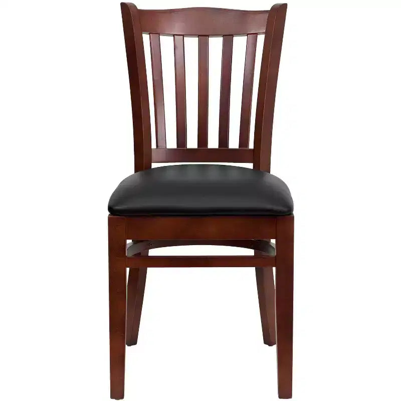 Sedia da pranzo con schienale a doghe verticali – Seduta Nera/Bordeaux/Legno e Struttura in Legno, Posti a sedere: 1