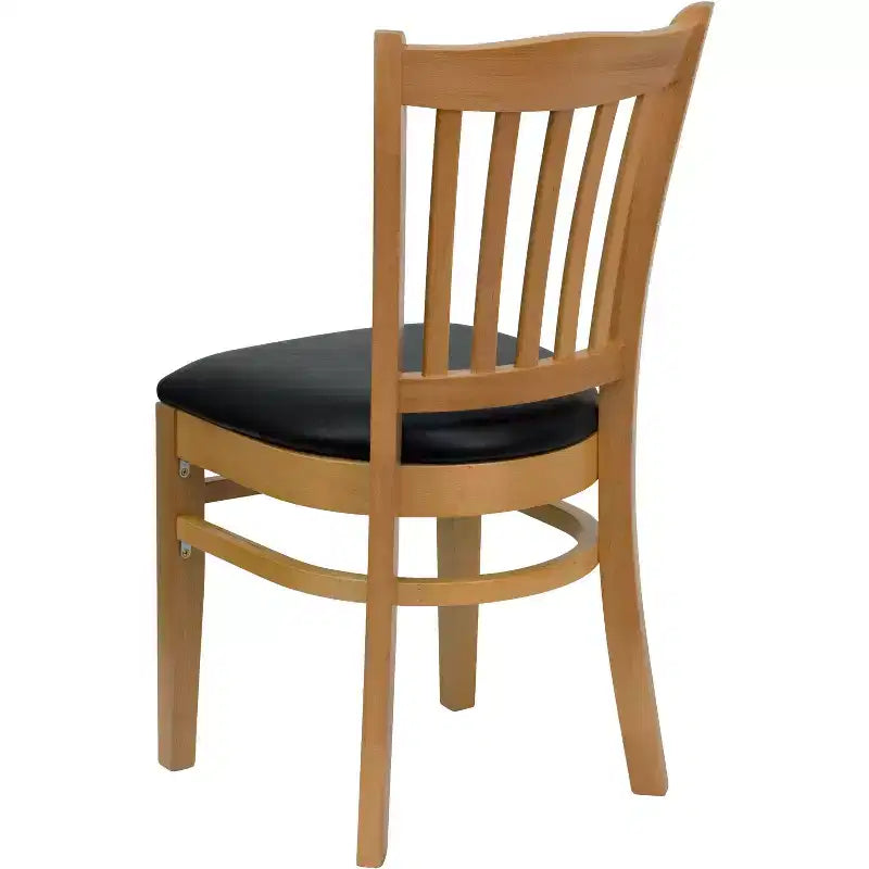 Sedia da pranzo con schienale a doghe verticali – Seduta Nera/Bordeaux/Legno e Struttura in Legno, Posti a sedere: 1