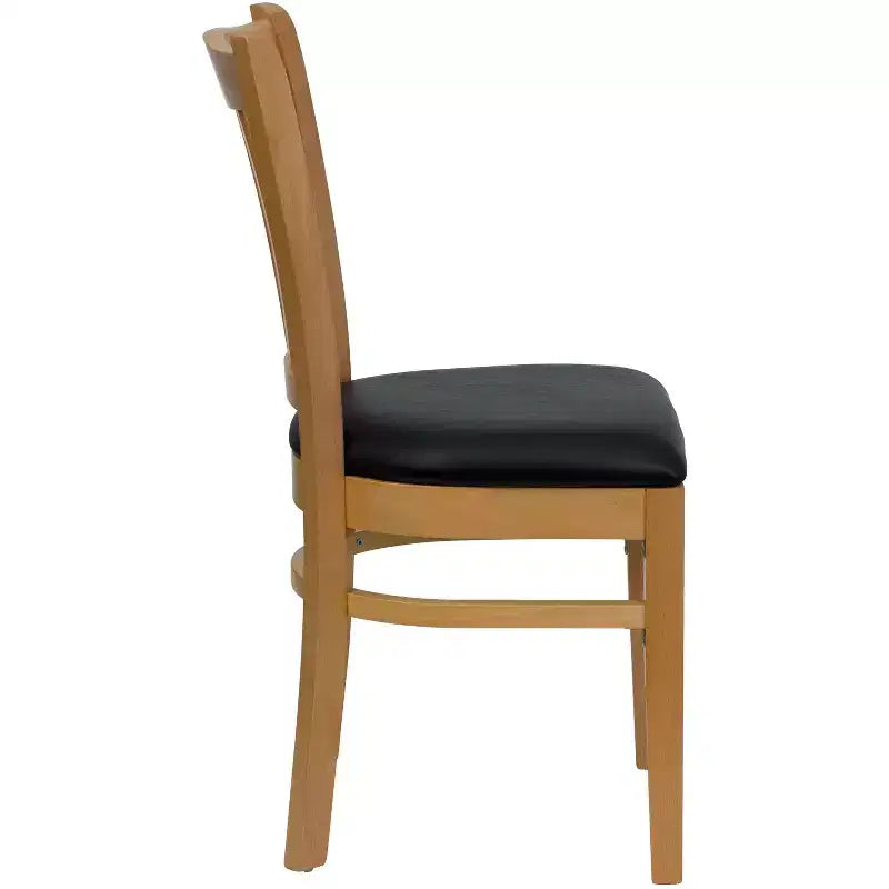 Sedia da pranzo con schienale a doghe verticali – Seduta Nera/Bordeaux/Legno e Struttura in Legno, Posti a sedere: 1