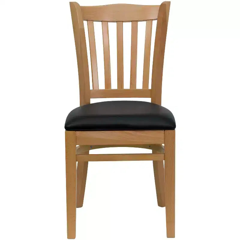Sedia da pranzo con schienale a doghe verticali – Seduta Nera/Bordeaux/Legno e Struttura in Legno, Posti a sedere: 1