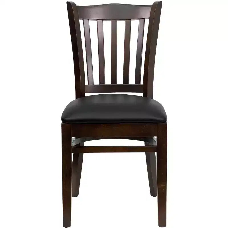 Sedia da pranzo con schienale a doghe verticali – Seduta Nera/Bordeaux/Legno e Struttura in Legno, Posti a sedere: 1