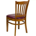 Sedia da pranzo con schienale a doghe verticali – Seduta Nera/Bordeaux/Legno e Struttura in Legno, Posti a sedere: 1