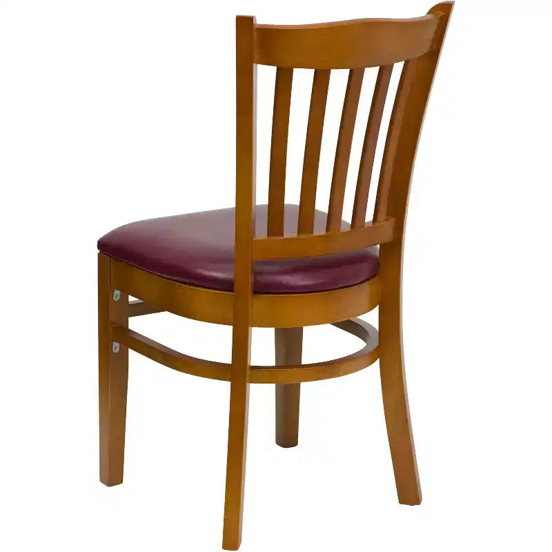 Sedia da pranzo con schienale a doghe verticali – Seduta Nera/Bordeaux/Legno e Struttura in Legno, Posti a sedere: 1