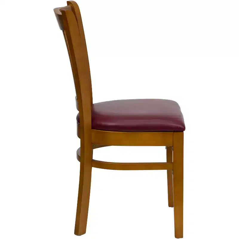 Sedia da pranzo con schienale a doghe verticali – Seduta Nera/Bordeaux/Legno e Struttura in Legno, Posti a sedere: 1